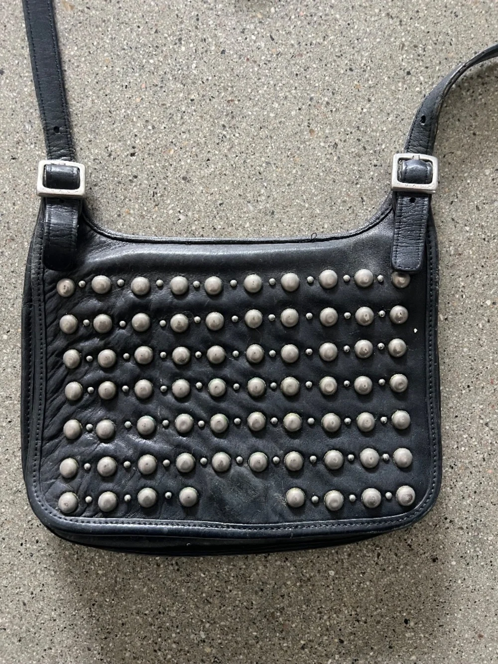 Coach Black Leather Crossbody with Silver Studs